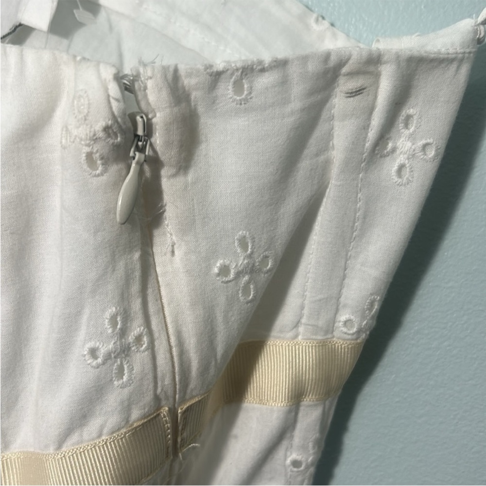 Kimchi Blue Large Dress Violetta Eyelet Strapless Mini lined ivory bows pleats - Picture 10 of 14